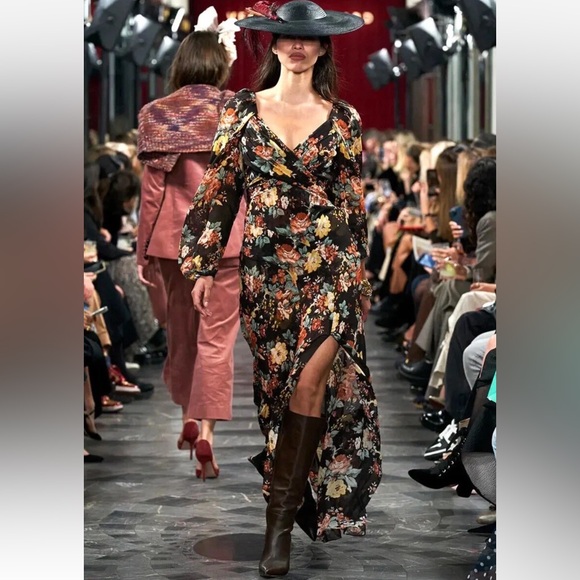 NWT $898 VERONICA BEARD Avani Floral Silk Chiffon Puff Sleeve Maxi Size 8 - Picture 4 of 9